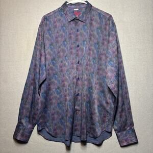 Luchiano Visconti Mens Abstract Shirt XL Long Sleeve Button Retro Artsy Funky